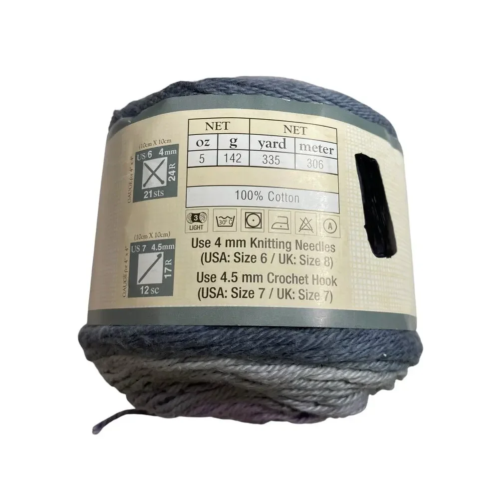 Yarn Bee Sugarwheel Cotton Yarn Honey It's Homemade Gray Purple 5oz 335 Yards